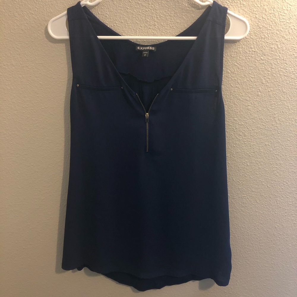 Express Tank Top Navy Blue with zipper detail